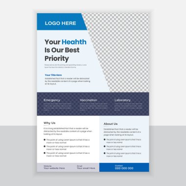 Medikal Flyer veya DI Flyer ve Rack Kart Tasarım Şablonu ve Tıbbi Broşür Tasarımı