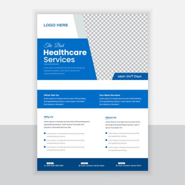 Katı ve dereceli renklerle yaptığınız iş için Tıbbi El ilanı ya da broşür tasarımı şablonu