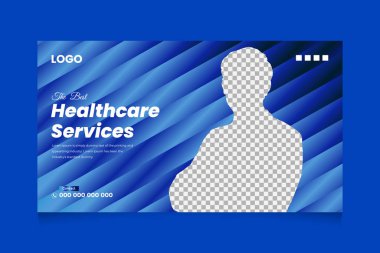 Yaratıcı sağlık hizmetleri web pankartı küçük resim, tıbbi konsept kapağı ve küçük resim tasarım şablonu