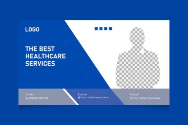 Yaratıcı sağlık hizmetleri web pankartı küçük resim, tıbbi konsept kapağı ve küçük resim tasarım şablonu