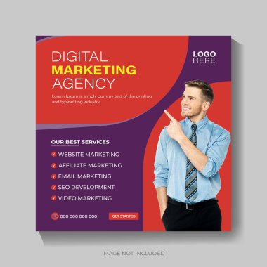 Dijital sosyal medya gönderileri ve servis tasarım şablonu