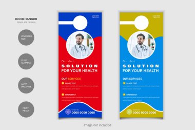 Tıbbi Kapı Askısı Kartı ve DL Flyer, Sancak Şablonu Tasarımı