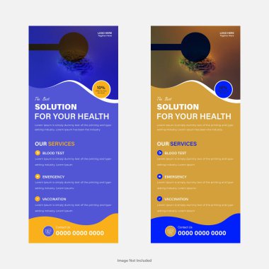 Tıbbi Kapı Askısı Kartı ve DL Flyer, Sancak Şablonu Tasarımı