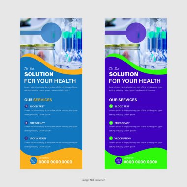 Tıbbi Kapı Askısı Kartı ve DL Flyer, Sancak Şablonu Tasarımı