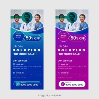 Tıbbi Kapı Askısı Kartı ve DL Flyer, Sancak Şablonu Tasarımı