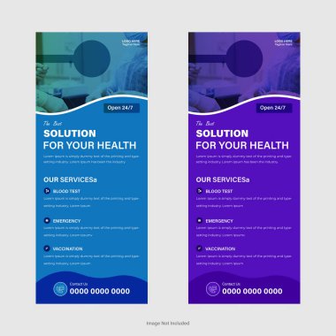 Tıbbi Kapı Askısı Kartı ve DL Flyer, Sancak Şablonu Tasarımı