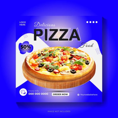 Gıda veya Pizza Sosyal Medya Posta Pankartı İşiniz için Tasarım Şablonu