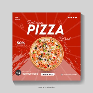 Gıda veya Pizza Sosyal Medya Posta Pankartı İşiniz için Tasarım Şablonu