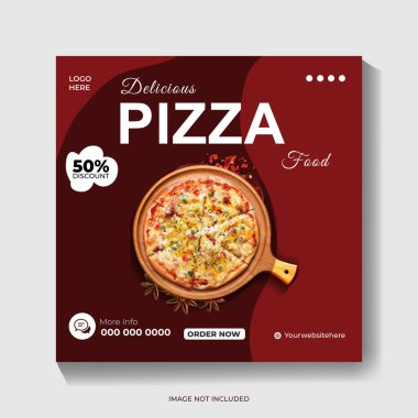 Gıda veya Pizza Sosyal Medya Posta Pankartı İşiniz için Tasarım Şablonu
