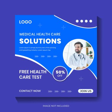 Tıbbi sosyal medya postası veya kare sosyal medya pankart tasarım şablonu