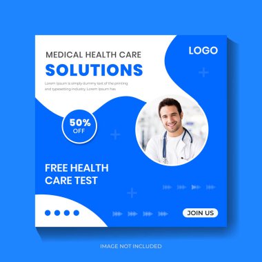 Tıbbi sosyal medya postası veya kare sosyal medya pankart tasarım şablonu