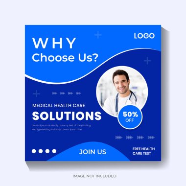 Tıbbi sosyal medya postası veya kare sosyal medya pankart tasarım şablonu