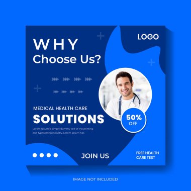 Tıbbi sosyal medya postası veya kare sosyal medya pankart tasarım şablonu