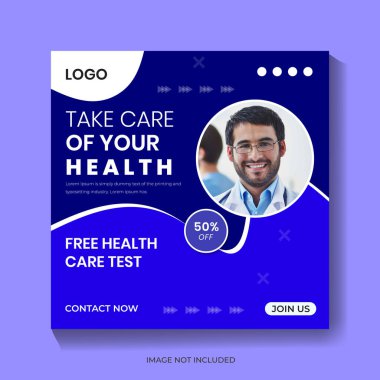 Tıbbi sosyal medya postası veya kare sosyal medya pankart tasarım şablonu