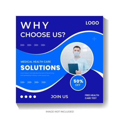 Tıbbi sosyal medya postası veya kare sosyal medya pankart tasarım şablonu