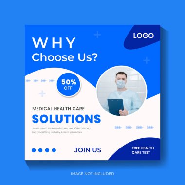 Tıbbi sosyal medya postası veya kare sosyal medya pankart tasarım şablonu