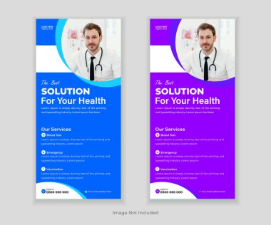 Profesyonel Tıbbi Katlama Sancağı, DL Flyer ve Rack Kart Şablonu