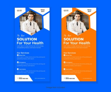 Profesyonel Tıbbi Katlama Sancağı, DL Flyer ve Rack Kart Şablonu