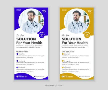 Profesyonel Tıbbi Katlama Sancağı, DL Flyer ve Rack Kart Şablonu