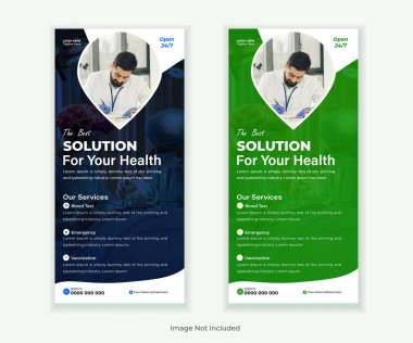 Profesyonel Tıbbi Katlama Sancağı, DL Flyer ve Rack Kart Şablonu