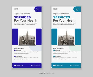 Klinikler ve Hastaneler için Modern Medikal DL Flyer ve Yuvarlanma Afişi