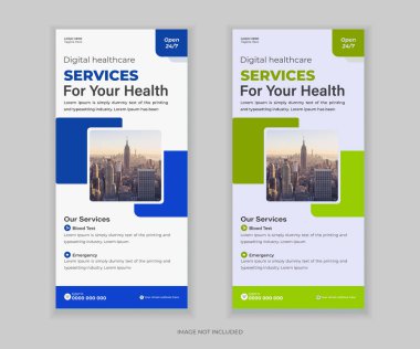 Klinikler ve Hastaneler için Modern Medikal DL Flyer ve Yuvarlanma Afişi