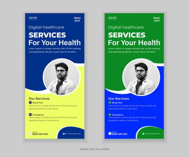 Klinikler ve Hastaneler için Modern Medikal DL Flyer ve Yuvarlanma Afişi