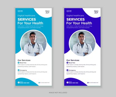 Klinikler ve Hastaneler için Modern Medikal DL Flyer ve Yuvarlanma Afişi