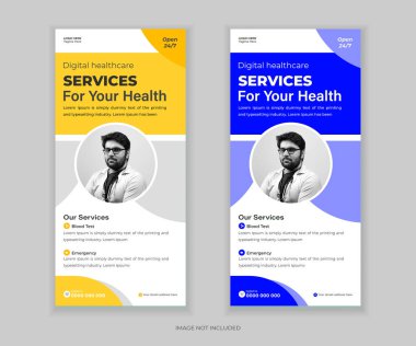 Klinikler ve Hastaneler için Modern Medikal DL Flyer ve Yuvarlanma Afişi