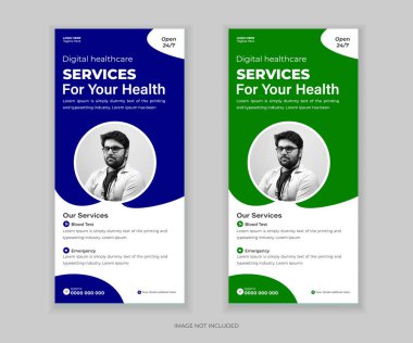 Klinikler ve Hastaneler için Modern Medikal DL Flyer ve Yuvarlanma Afişi