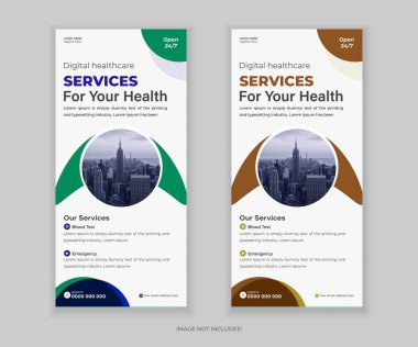 Klinikler ve Hastaneler için Modern Medikal DL Flyer ve Yuvarlanma Afişi