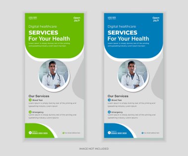 Klinikler ve Hastaneler için Modern Medikal DL Flyer ve Yuvarlanma Afişi