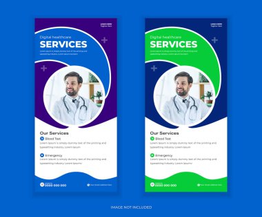 Zarif DL Tıbbi Flyer ve Yuvarlanan Sancak Şablonu