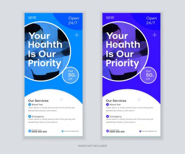 Modern Medikal DL Flyer and Roll-up Banner ve Rack Kart Tasarım Şablonu