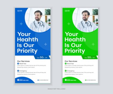 Modern Medikal DL Flyer and Roll-up Banner ve Rack Kart Tasarım Şablonu