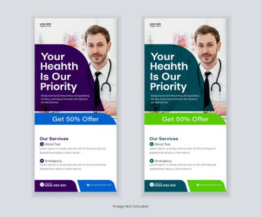 Modern Medikal DL Flyer and Roll-up Banner ve Rack Kart Tasarım Şablonu