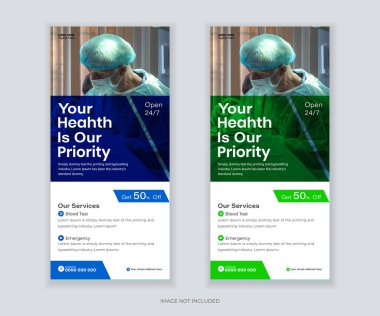 Modern Medikal DL Flyer and Roll-up Banner ve Rack Kart Tasarım Şablonu