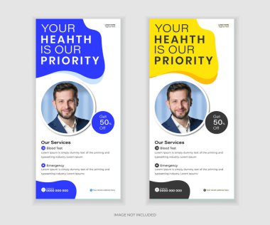 Modern Medikal DL Flyer, Roll Up Banner ve Rack Kart Tasarım Şablonu