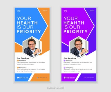 Modern Medikal DL Flyer, Roll Up Banner ve Rack Kart Tasarım Şablonu