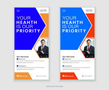 Modern Medikal DL Flyer, Roll Up Banner ve Rack Kart Tasarım Şablonu