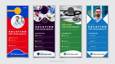 Tıbbi kapı askısı, raf kartı, DL broşürü ve pankart tasarımı