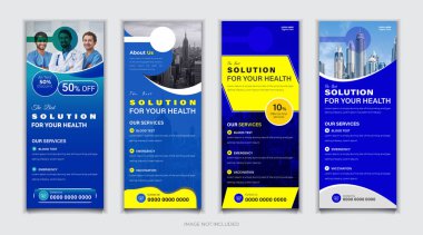 Tıbbi kapı askısı, raf kartı, DL broşürü ve pankart tasarımı