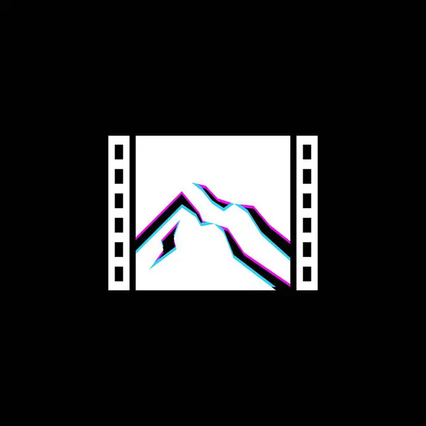 Beyaz film şeridi ve dağ olan siyah bir arkaplan.