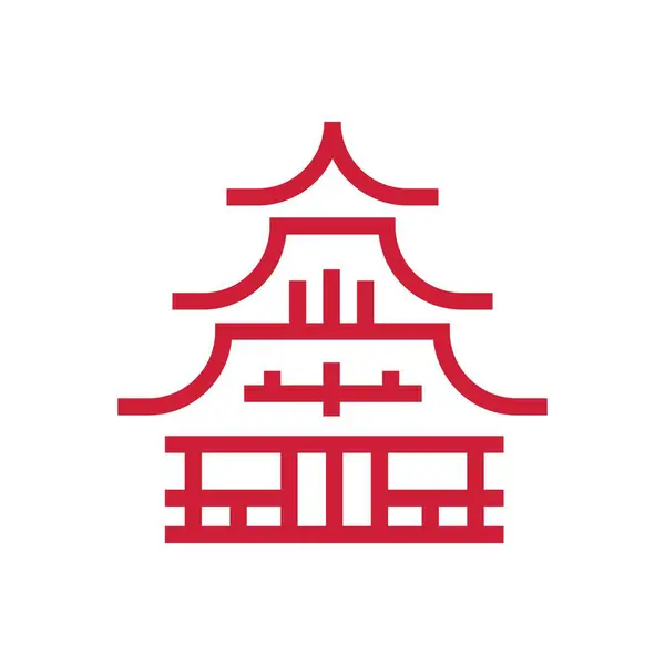 Kırmızı beyaz Japon pagoda logosu.