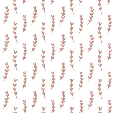 Yapraklar ve dallar kalemsiz desenle çizilmiş. Mocha mousse kahverengi boya kalemi yaprakları, dallar. Yapraklı desen. Soyut şirin bitki motifi. Yüksek kaliteli illüstrasyon