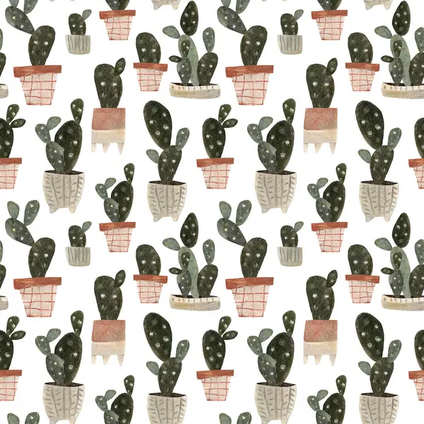 Suluboya ve kalem desenli. Kaktüs saksısı, bitki eli çizimi. Yüksek kaliteli illüstrasyon