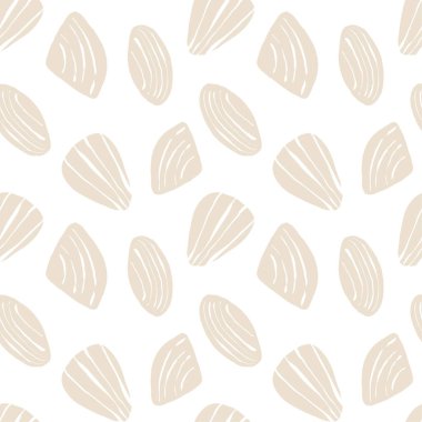 El çizimi deniz kabukları beyaz arkaplanda karalama biçiminde mavi, pürüzsüz desenler. Çizgi sanatı deniz kabuğu vektör arka planı. Vektör illüstrasyonu