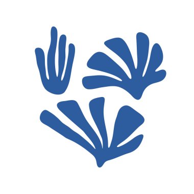 Okyanus tasarımı, kumaş ve ambalaj için en az alg şekilleri ve kesme matisse tarzında kusursuz desenler. Işık arka planında elle çizilmiş kusursuz karalama deseni. Vektör illüstrasyonu