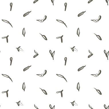 Mutfak dekorasyonu tekstil ürünleri ve doğal ambalajlar için mükemmel beyaz zemin üzerinde toprak yeşil yaprakları olan botanik kekik deseni. Vektör illüstrasyonu.