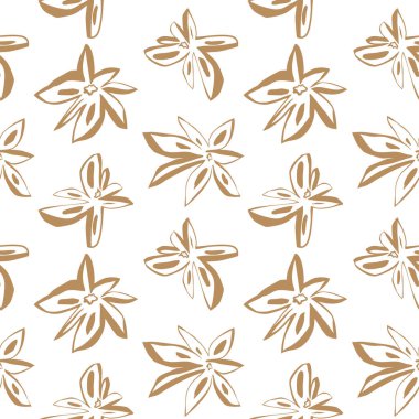 Yıldız anasonunun organik ve pürüzsüz tasarımı beyaz arka planda tek bir düz olmayan çizgi ile çizilmiş. Gölge yok. Vektör illüstrasyonu.